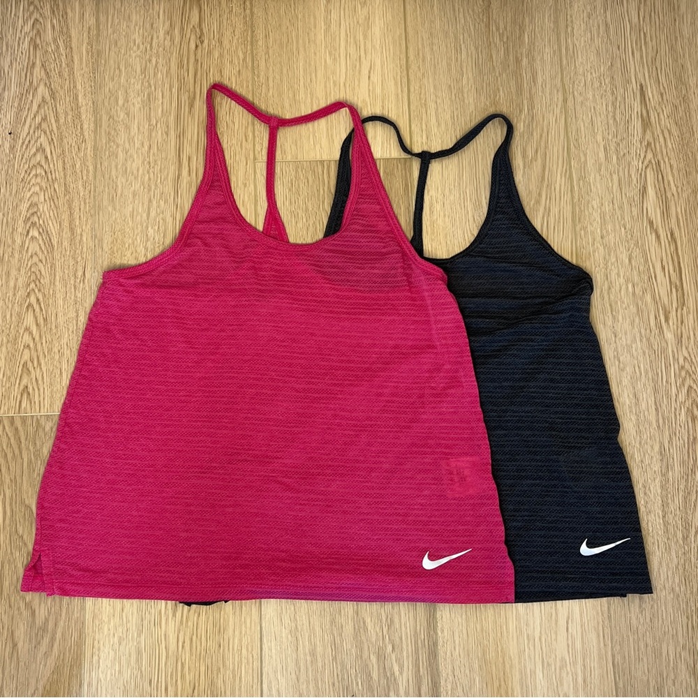 Nike racer back crop mesh pink black top tank bundle